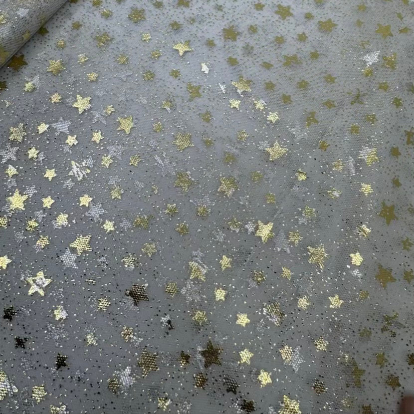 Tulle Brillant Blanc Étoiles