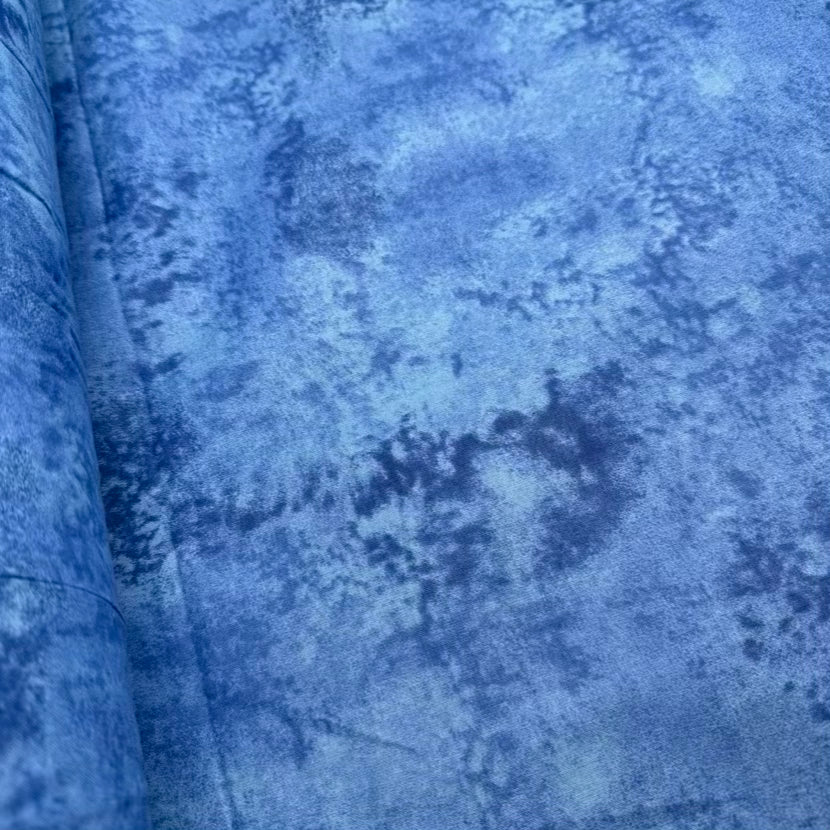 Coton Large Courtepointe Marbré Bleu