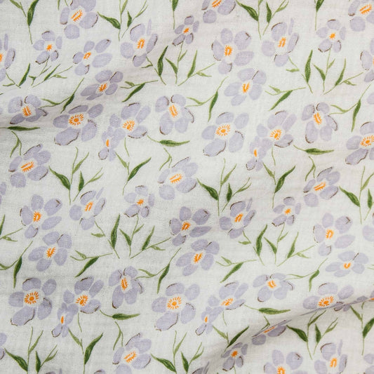 Double Gauze Fleurs Lilas
