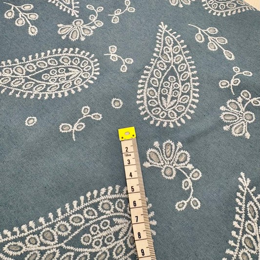 Denim Texturé Painsley Bleu Pâle