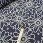 Denim Texturé Grandes Fleurs Bleu Foncé