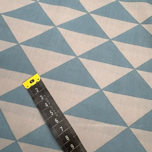 Coton Large Courtepointe Gris Triangles Bleu