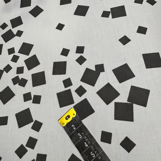 Coton Large Courtepointe Blanc Carrés Charcoal