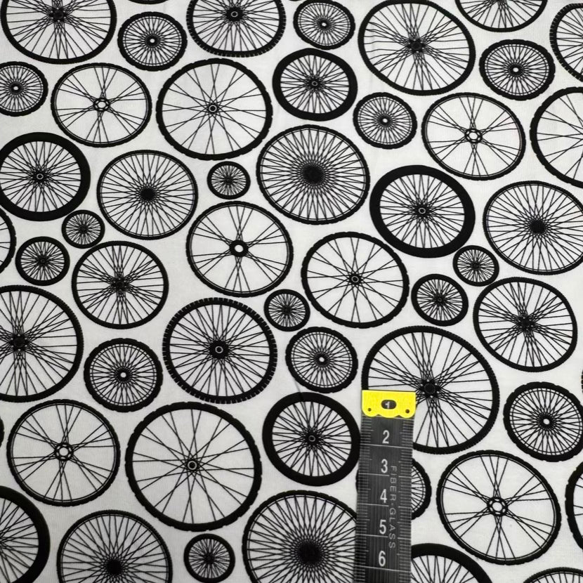 Jersey Coton Roues Blanc