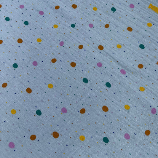 Double Gauze Pois Multi Bleu