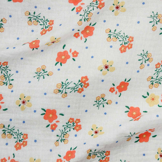 Double Gauze Fleurs Orange