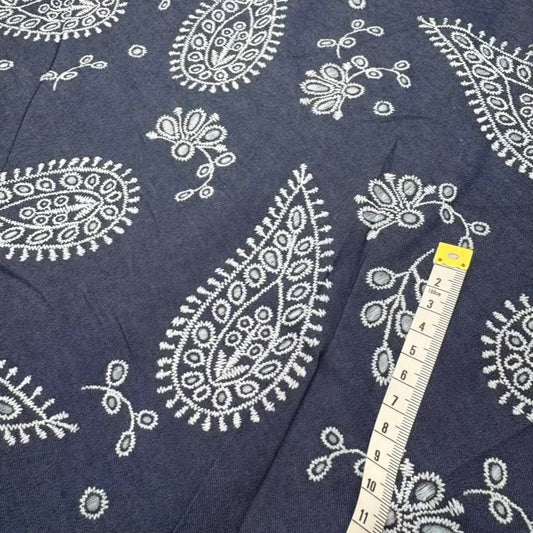 Denim Texturé Painsley Bleu Foncé