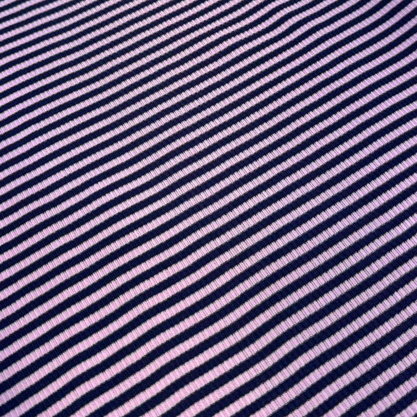 Rib Striped Navy/Lilac 2x1 ***faded pleats***
